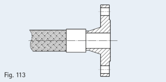 Welding neck flange in compliance with EN 1092-1, e.g. as shown here Type 11